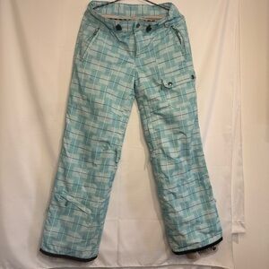 Morrow Cyclone Women’s Ski Snowboard Pants Teal And White Plaid Size Medium